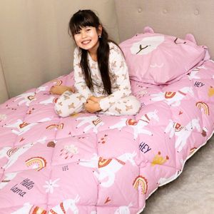 HappyBed Kinderdekbed 140x200 - Wasbaar dekbed zonder overtrek - Bedrukt dekbed zonder hoes - Gekleurd 2-in-1 dekbed - Dekbed met print - Hoesloos dekbed - Lizzy Lama
