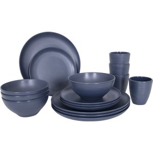 Bo-Camp - Industrial collection - Servies - Orville - 16 Delig - Blauw
