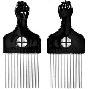 Krullenkam voor Kroeshaar - Metalen Haarkam Set - Krullen Defini毛ren zonder Breken - Ritsvrij, Geschikt voor Dik Haar - Voor Vrouwen en Mannen - Zwart - 2 Stuks