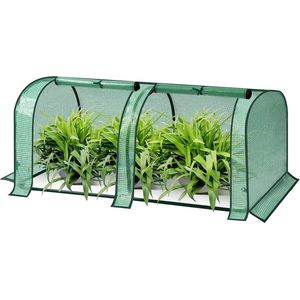 BukkitBow – Polytunnel Tuinkas – Winterproof Tunnel voor Groenten Teelt – Compacte Tuinkas met 2 Luiken - 130X60X50CM - Groen