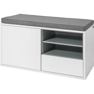 Simpletrade Schoenenkast - Schoenenbank - Wit/grijs - 80x46x35 cm