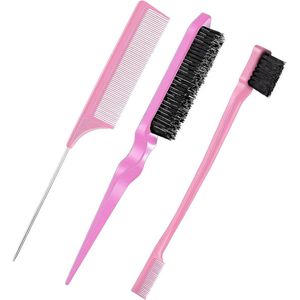 Multifunctionele Haarborstel Set voor Vrouwen en Kinderen - 3 Stuks in Roze