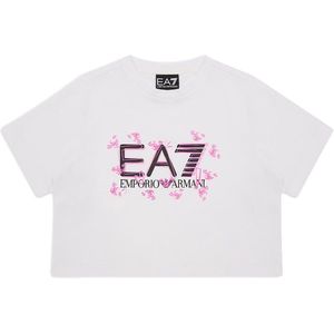 EA7voor meisjes. 7G000151_AF10373 T-shirt logoserie in marineblauw katoen (16Años= 176cm), Casual, Korte mouwen, kinderkleding