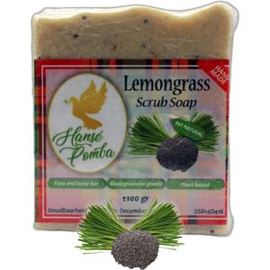 Hansé Pomba - Lemongrass Scrub Soap - Zeep - 99% natuurlijk - Citroengras - Suriname