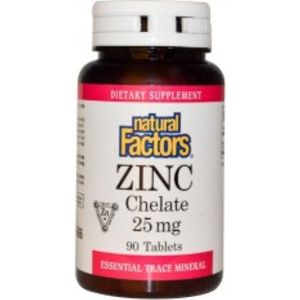 ZINC CHELATE 25 MG (90 TABLETS) - NATURAL FACTORS