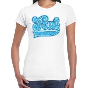 Bellatio Decorations Verkleed T-shirt dames - Stout - wit - blauw panter look - fout/goud/stout XS