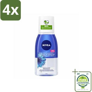 NIVEA – Oogmake-up Remover – Double Effect Waterproof – 125 ml - Voordeelverpakking - 4 stuks - Oogmake-up verwijderen - Waterproof mascara verwijderen