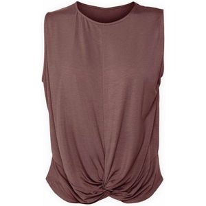 Namastae® Yoga top dames | Yoga kleding dames shirt | Sport shirt geknoopt | Kort topje | Taupe | Maat M