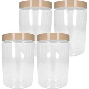 PlasticForte Voorraadpot/bewaarpot - 4x - 450 ml - kunststof - beige - B7 x H13 cm