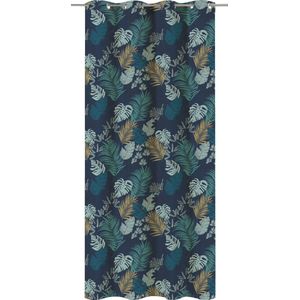INSPIRE - verduisterende gordijnen - dekkend gordijn ALEIDA - B.140 x H.280 cm - gordijnen met oogjes - polyester - marineblauw - bladpatroon