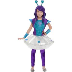 SMIFFY'S - Blauwe en paarse alien vermomming voor meisjes - 128/140 (7-9 jaar)