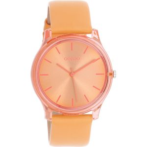 OOZOO Timepieces - Oranje horloge met mango leren band - C11141