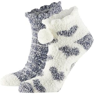 Apollo bedsokken / huissokken - dames - 2-pack - grijs/wit - one size - Slaapsokken - Slofsokken