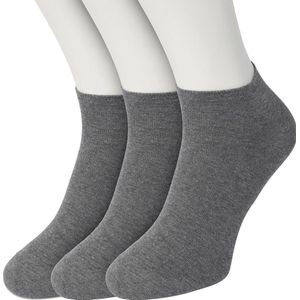 Bonnie Doon Sneakersokken Heren Grijs maat 40/46 - 3 paar - Basis Korte Sokken - Gladde Naden - Enkel Sokken - Uitstekend Draagcomfort - Enkelsokken - Sneaker Sokken - 3-pack - Multipack - Effen - Grijs - Medium Grey Heather - OL8120013.112