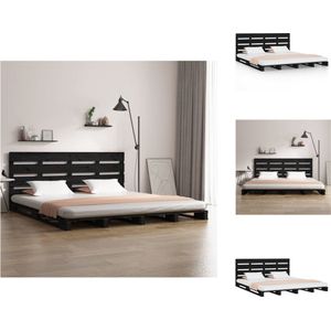 vidaXL Houten Bed - Zwart - 190 x 135 cm - Massief grenenhout - Bed