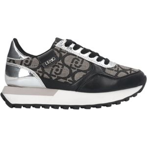 Liu Jo - Sneakers - Zwart - Leer - Jacquard Monogram