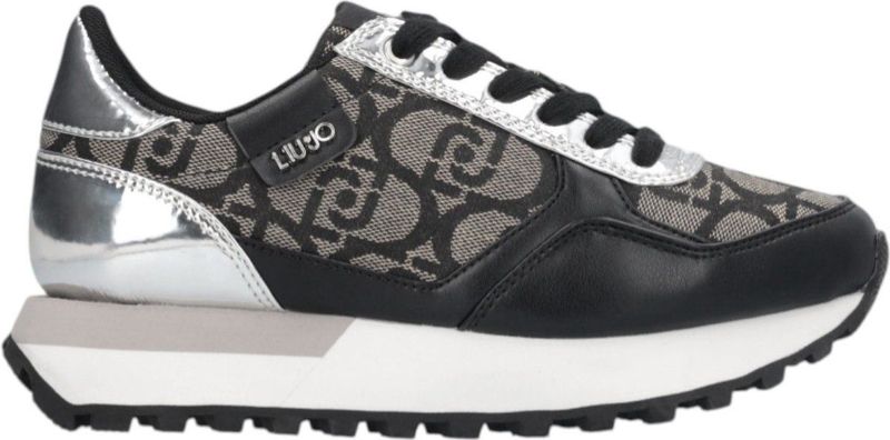 Liu Jo - Sneakers - Zwart - Leer - Jacquard Monogram
