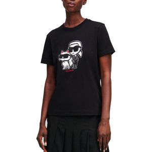 Karl Lagerfeld - Ikon Sketch - T-shirt - Zwart - Katoen