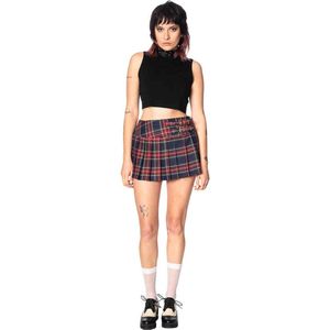 Banned - Darkdoll Korte rok - M - Blauw/Rood