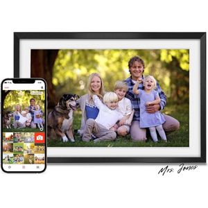 Mrs. Jones 10.1 Inch Digitale Fotolijst WiFi 16GB Opslag 1280 * 800 IPS Touchscreen Automatisch Roteren - Deel Foto's-Video's via Frameo APP - Beste Cadeau Geliefden - Mat Zwart Digitale fotolijst