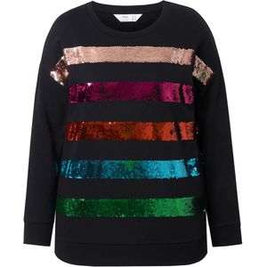 Angel of Style Angel of Style - Dames - Sweatshirt comfortabele pasvorm pailletten-strepen - Zwart - Maat 42