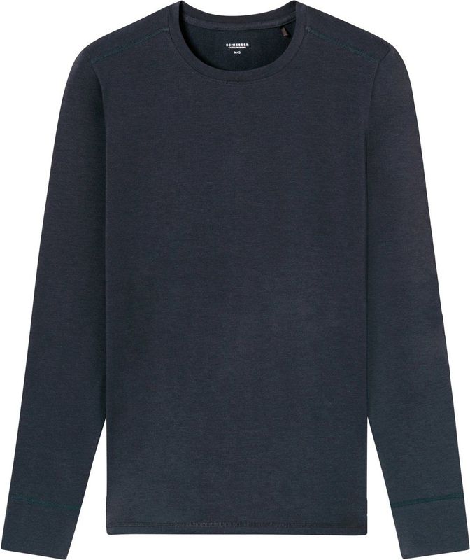 Schiesser Heren lange mouwen lang onderhemd casual warm basislaag shirt, Nachtblauw 181914, 4