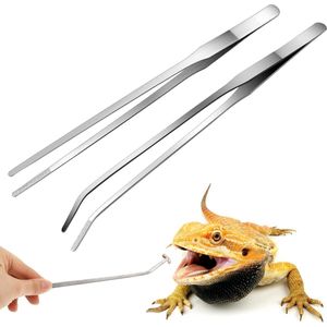 Voertang extra lang roestvrijstaal reptielen-voedingstang aquariumpincet terrariumgereedschap-twee stuks .