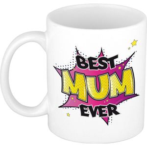 Bellatio Decorations Moederdag cadeau koffiemok - best mum ever - roze - 300 ml - mok met tekst