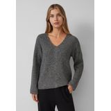 s.Oliver - Gebreide Trui - Dark Grey Melange - Met Structuurmotief