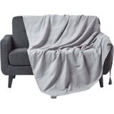 Homescapes - Rajput - Deken - Grijs Zilver - Handgeweven - 150 x 200 cm