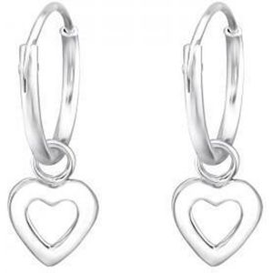 Aramat jewels ® - 925 sterling zilveren kinder oorringen met hanger open hartje