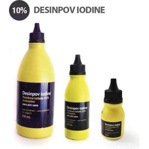 1 FLES 125ml/ stuk Povidon Jodium 10%+10 gaasjes. Vergelijken met Bedadine, ontsmettingsmiddel, bactericide, breedspectrum antisepticum, antischimmel, antiprotozoale en sporicide voor algemeen actueel gebruik