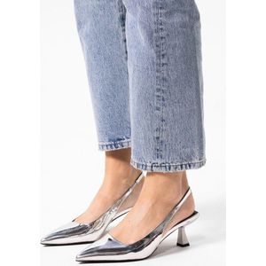 Sacha - Dames - Zilveren metallic slingback pumps - Maat 37