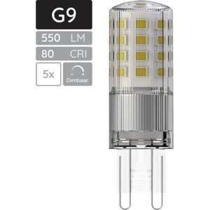 SPL G9 LED Lamp 4.2W Dimbaar - Warm Wit - 550lm - LED Buislamp T18 - 5 Stuks - 2700K - 230 Volt