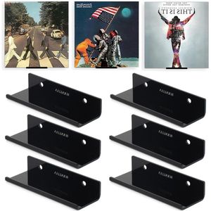 6-stuks doorzichtige vinyl platenhouder voor aan de muur - acryl albumrecordhouder voor LP's thuis en op kantoor