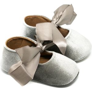 Siya Baby - Velvet ballerina's - meisjes - grijs - strik - maat 18