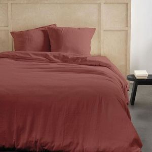 Today - Bedset - Terracotta - 2 Personen - 240x220cm - Effen Katoenen Gaas