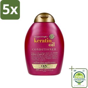 5 x OGX - Anti-Breakage Keratin Oil - Conditioner - Verstevigend - Voor Ieder Haartype - 385 ml - Grootverpakking - Haarversterkend - Anti-breuk Conditioner - Keratine Conditioner - Arganolie Conditioner - Conditioner Voor Beschadigd Haar