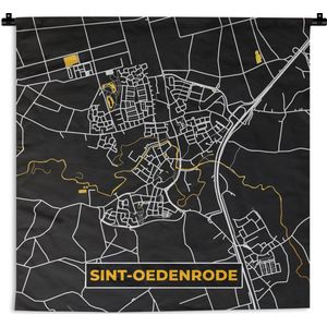 Wandkleed - Wanddoek - Sint-Oedenrode - Plattegrond - Kaart - Black & gold - Stadskaart - 180x180 cm - Wandtapijt