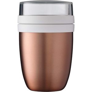roségoud – 500 ml praktische thermo-voedselcontainer, yoghurtbeker, to go beker – houdt gerechten lang warm of koel, polypropyleen, 500 + 200 ml