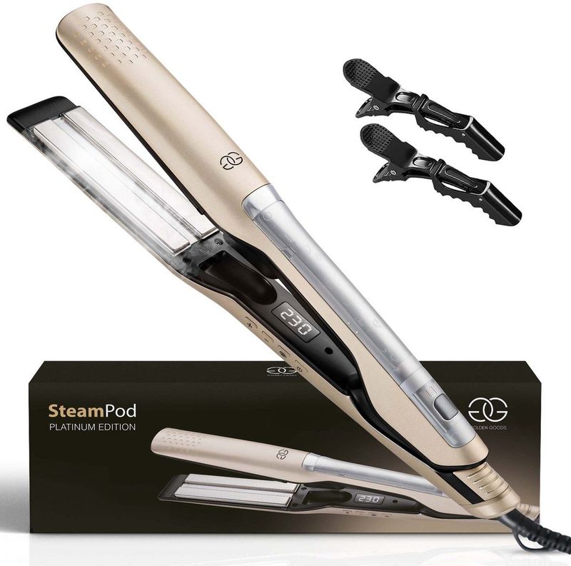 Golden Goods - Steampod - Professionele Stoom Stijltang - 2 in 1 - Incl. Haarclips