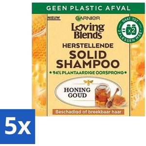 Garnier - Loving Blends - Solid Shampoo - Honing Goud - Beschadigd of Breekbaar Haar - 1 Fles Shampoo - Bulkverpakking - 5 stuks