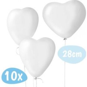 Hartjes Ballonnen - 28 cm - 10 stuks - Wit - Valentijn - Moederdag - Latex Ballonnenset - Geschikt voor Helium