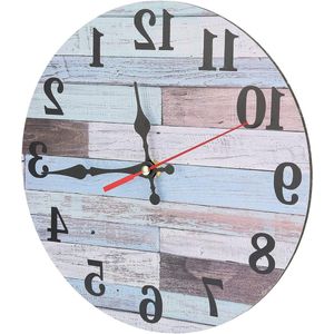 Nauwkeurige Ronde Stille Wandklok van Hout met Haak voor Slaapkamer en Woonkamer - Figuur 1