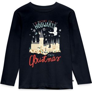 Harry Potter Kerstmis Ik Blijf Liever Op Hogwarts Premium T-Shirt Kinderen Met Lange Mouwen