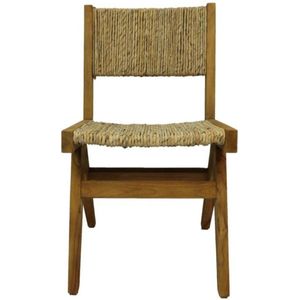 Eetkamer stoel - 45x48x80 - Naturel - Teak/bananenblad