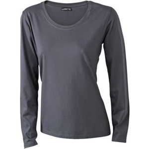 James and Nicholson Dames/dames T-Shirt met lange mouwen (Medium Long-Sleeved) (Grafiet)