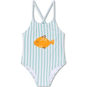 Crosslines | Groen/Wit Gestreept Meisjes UV Badpak - 74/80