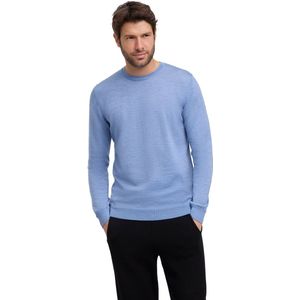FALKE Basic New Merino Crew Neck elegante klassieker wol trui heren blauw - maat XL
