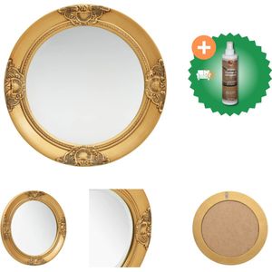 vidaXL Wandspiegel barok stijl 50 cm goudkleurig - Spiegel - Inclusief Houtreiniger en verfrisser